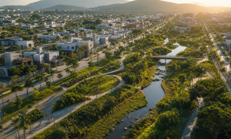 Projeto de urbanização sustentável com moradias, áreas verdes e infraestrutura urbana no Bairro Novo do Caximba, em Curitiba